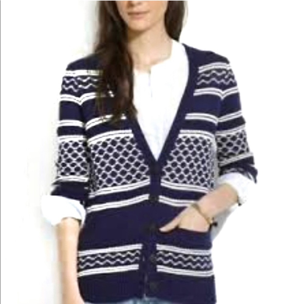 Madewell Stitchway Blue Striped Cardigan